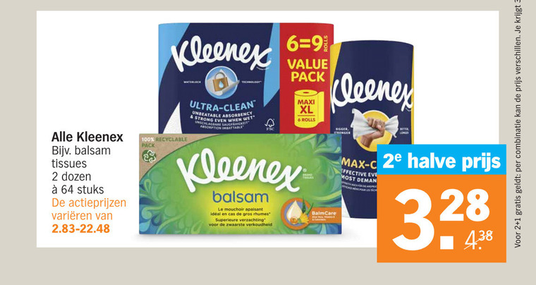 Kleenex   tissue, zakdoek folder aanbieding bij  Albert Heijn - details