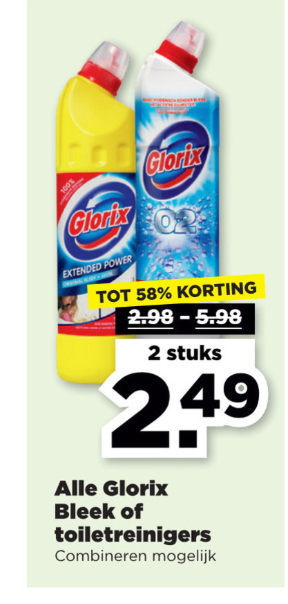 Glorix   bleekmiddel, toiletreiniger folder aanbieding bij  Plus - details