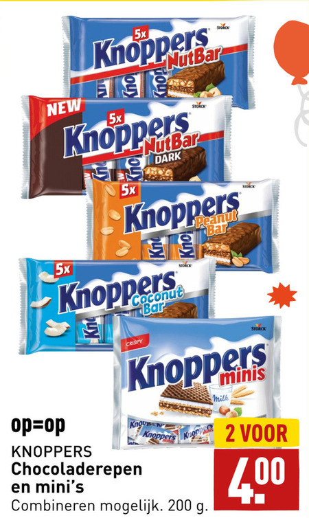 Knoppers   wafels, chocolade folder aanbieding bij  Aldi - details