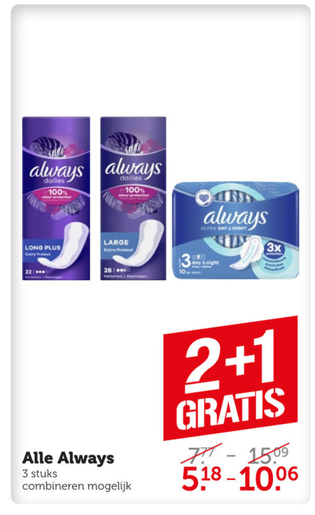 Always   maandverband, inlegkruisjes folder aanbieding bij  Coop - details