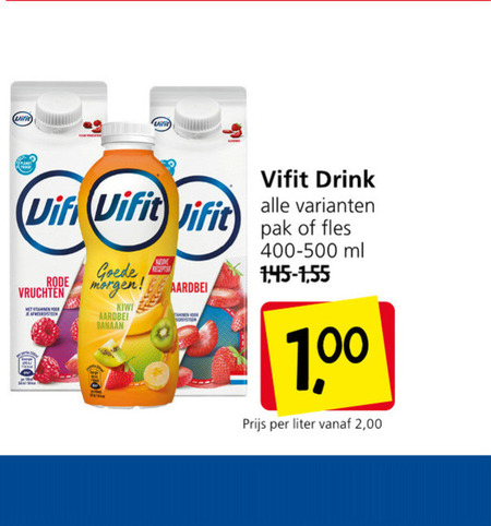 Vifit   drinkyoghurt folder aanbieding bij  Jan Linders - details