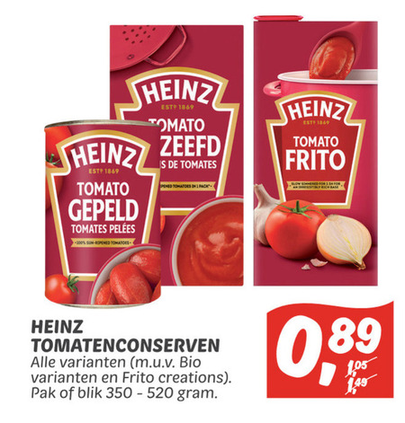 Heinz   tomatenblokjes, tomatenpuree folder aanbieding bij  Dekamarkt - details