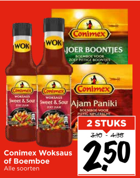 Conimex   woksaus, boemboe folder aanbieding bij  Vomar - details