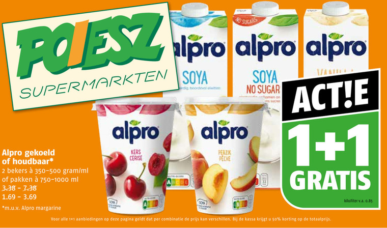 Alpro   soja melk folder aanbieding bij  Poiesz - details