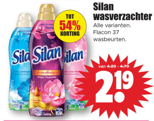 Silan   wasverzachter folder aanbieding bij  Dirk - details