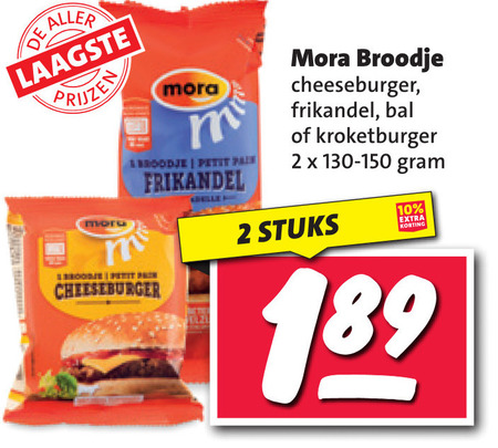 Mora   hamburger broodje, frikandelbroodjes folder aanbieding bij  Nettorama - details