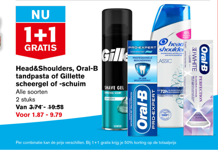 Gillette   tandpasta, shampoo folder aanbieding bij  Hoogvliet - details