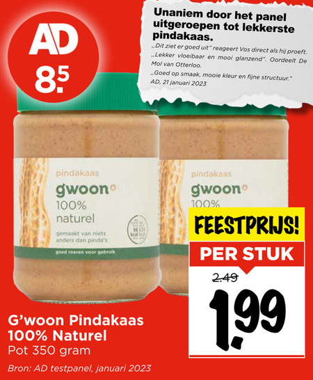 Gwoon   pindakaas folder aanbieding bij  Vomar - details