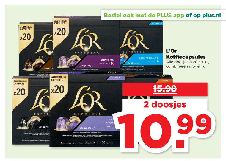 Douwe Egberts L Or   koffiecups folder aanbieding bij  Plus - details