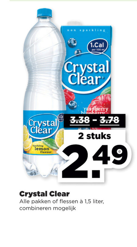 Crystal Clear   fruitdrank folder aanbieding bij  Plus - details