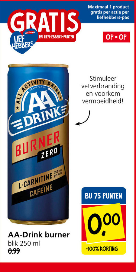 AA   energiedrank folder aanbieding bij  Jan Linders - details