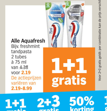 Aquafresh   tandpasta folder aanbieding bij  Albert Heijn - details