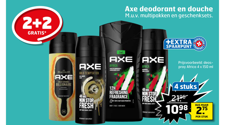 Axe   deodorant, douchegel folder aanbieding bij  Trekpleister - details