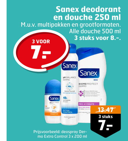 Sanex   douchegel, deodorant folder aanbieding bij  Trekpleister - details