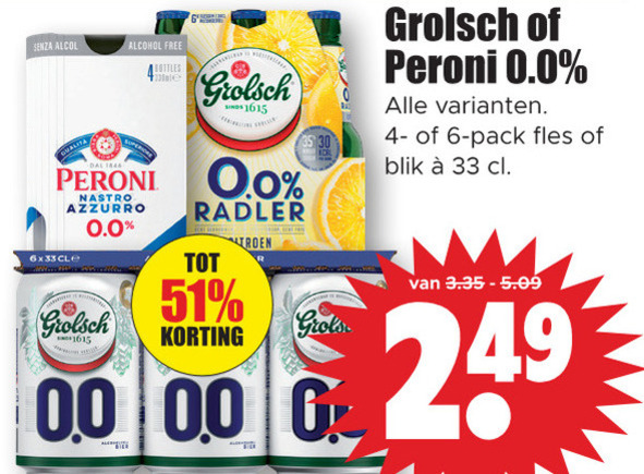 Peroni   alcoholvrij bier folder aanbieding bij  Dirk - details