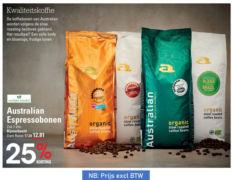 Australian   koffiebonen folder aanbieding bij  Sligro - details