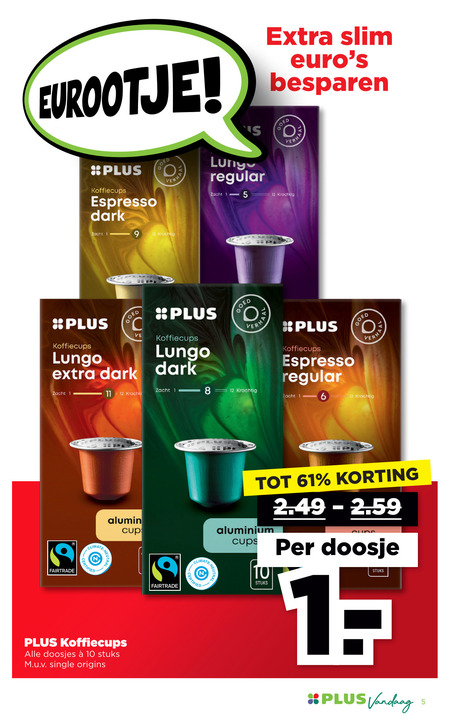 Plus Huismerk   koffiecups folder aanbieding bij  Plus Vandaag - details