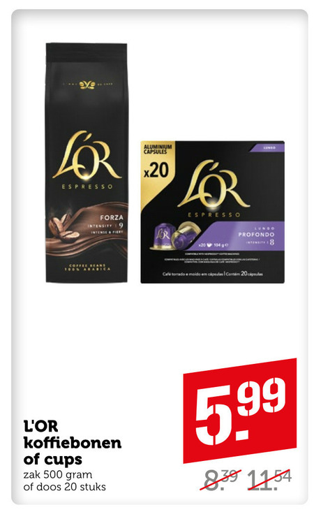 Douwe Egberts L Or   koffiecups, koffiebonen folder aanbieding bij  Coop - details