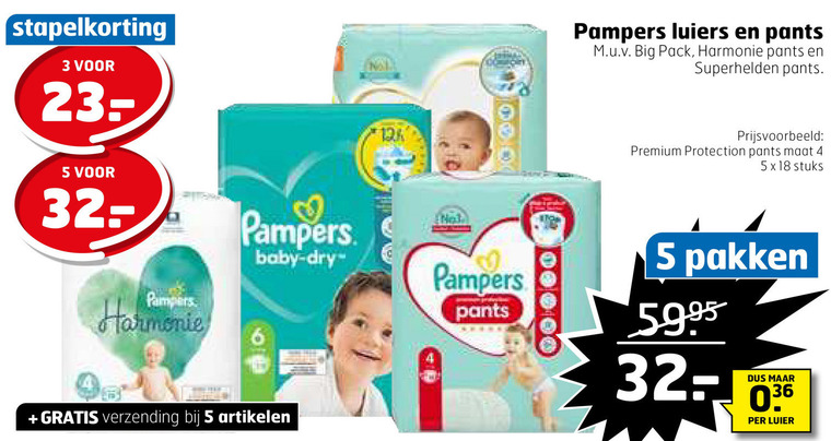 handel Makkelijk te gebeuren Likken Pampers luierbroekjes, luiers folder aanbieding bij Trekpleister - details