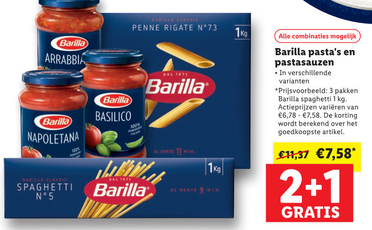 Barilla   pasta, pastasaus folder aanbieding bij  Lidl - details