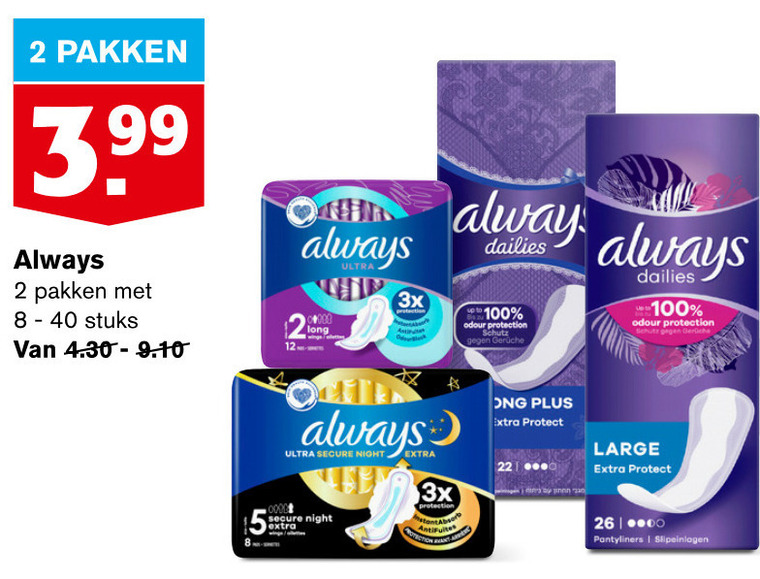 Always   inlegkruisjes, maandverband folder aanbieding bij  Hoogvliet - details