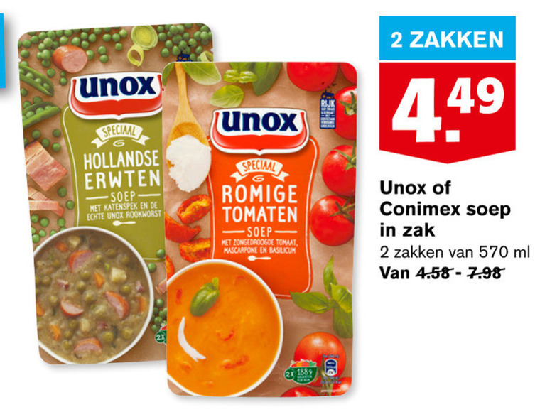 Unox   soep folder aanbieding bij  Hoogvliet - details