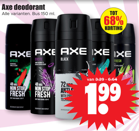 Axe   deodorant folder aanbieding bij  Dirk - details