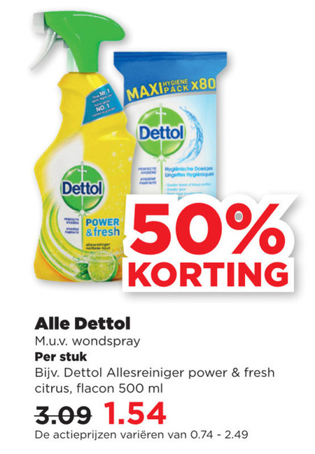 Dettol   vochtige schoonmaakdoekjes, allesreiniger folder aanbieding bij  Plus - details