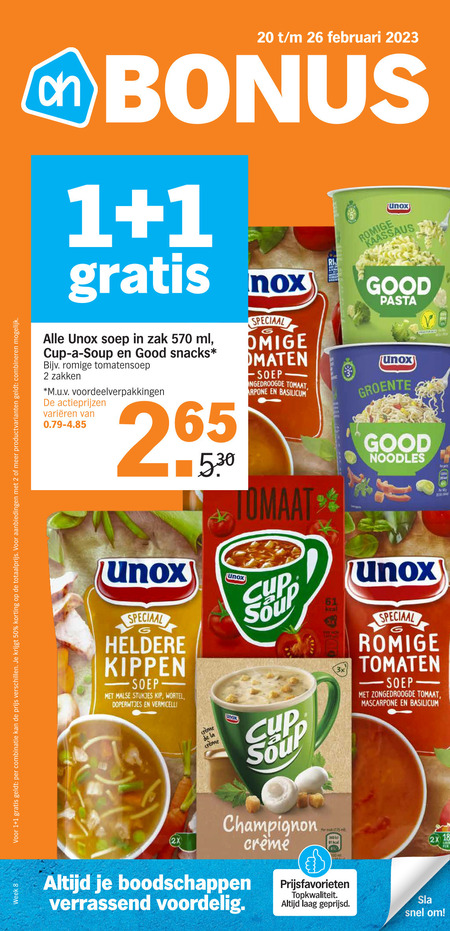 Unox   soep, noodles folder aanbieding bij  Albert Heijn - details