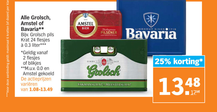 Bavaria   blikje bier, krat bier folder aanbieding bij  Albert Heijn - details