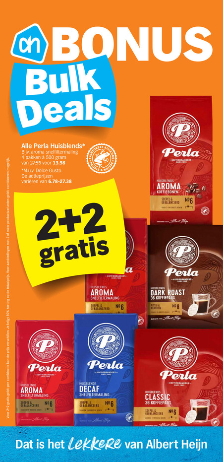 Perla   koffiebonen, koffie folder aanbieding bij  Albert Heijn - details