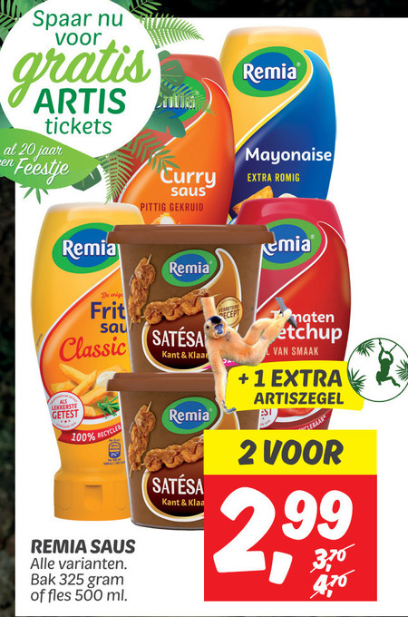 Remia   satesaus, snacksaus folder aanbieding bij  Dekamarkt - details