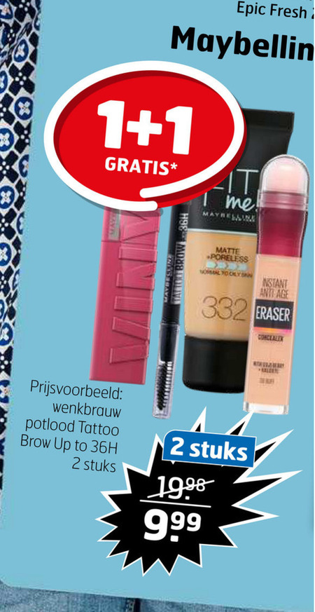 Maskara Folder Maybelline cosmetica, lipstick folder aanbieding bij Trekpleister - details