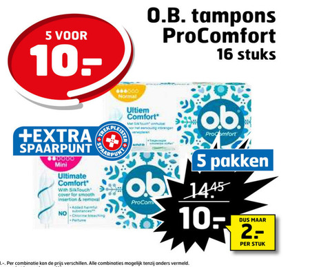 O.B.   tampons folder aanbieding bij  Trekpleister - details