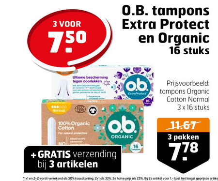 O.B.   tampons folder aanbieding bij  Trekpleister - details