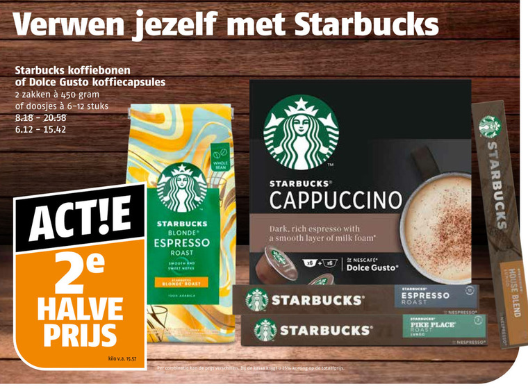 Starbucks   koffiebonen, dolce gusto capsules folder aanbieding bij  Poiesz - details