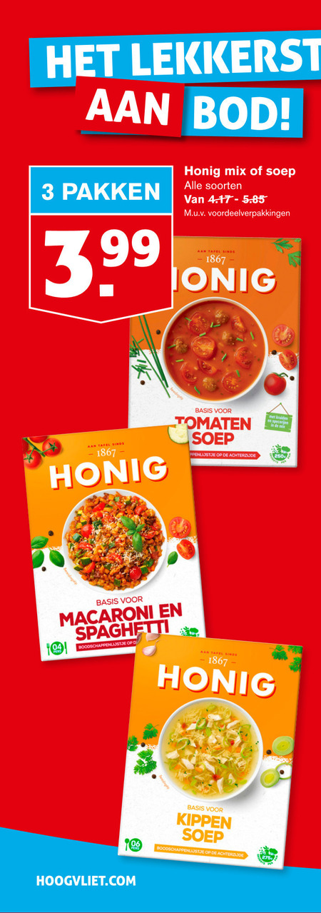 Honig   maaltijdmix, soep folder aanbieding bij  Hoogvliet - details