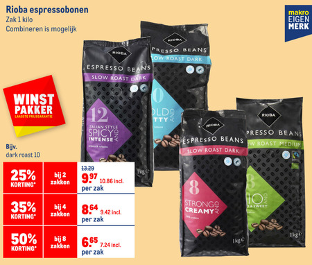 Rioba   koffiebonen folder aanbieding bij  Makro - details