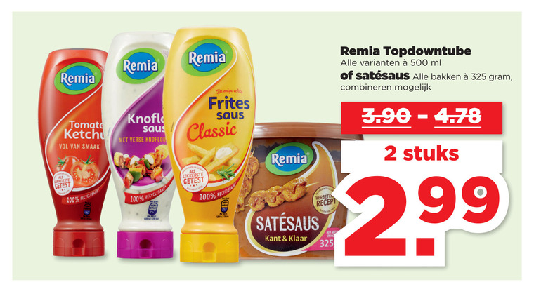 Remia   tomatenketchup, snacksaus folder aanbieding bij  Plus - details