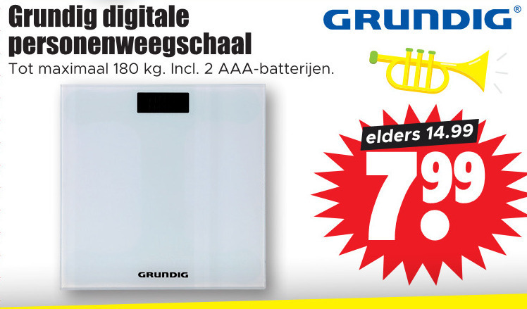 Aanbevolen Vakantie Fokken Grundig weegschaal folder aanbieding bij Dirk - details