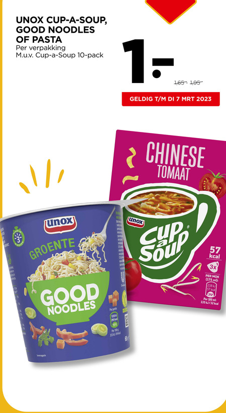 Unox   soep, noodles folder aanbieding bij  Jumbo - details