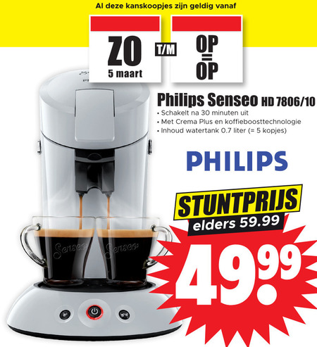 Philips koffiepadmachine folder aanbieding bij Dirk details