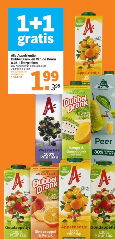 Dubbelfrisss   fruitdrank folder aanbieding bij  Albert Heijn - details