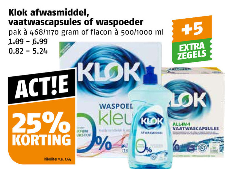 Klok   afwasmiddel, vaatwasmiddel folder aanbieding bij  Poiesz - details