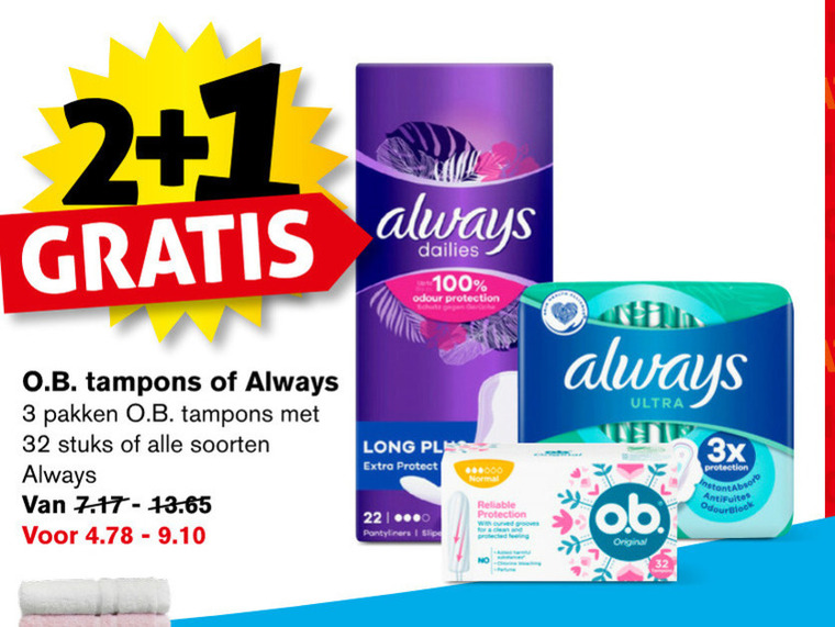 Always   inlegkruisjes, tampons folder aanbieding bij  Hoogvliet - details