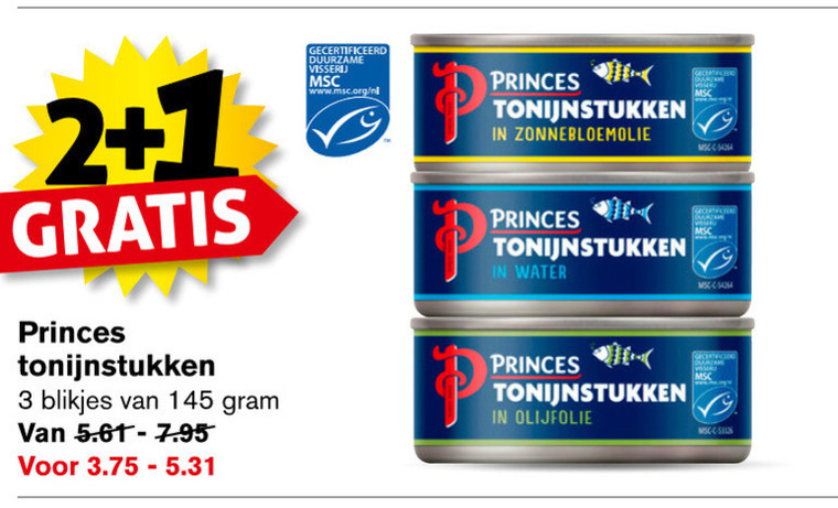 Princes   tonijn in blik folder aanbieding bij  Hoogvliet - details