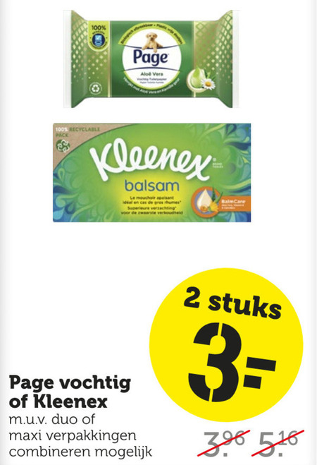 Kleenex   tissue, vochtig toiletpapier folder aanbieding bij  Coop - details