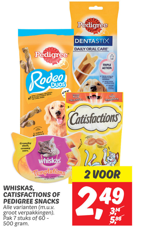 Catisfactions   kattensnacks, hondensnacks folder aanbieding bij  Dekamarkt - details