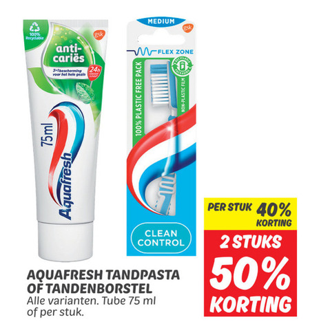 Aquafresh   tandenborstel, tandpasta folder aanbieding bij  Dekamarkt - details