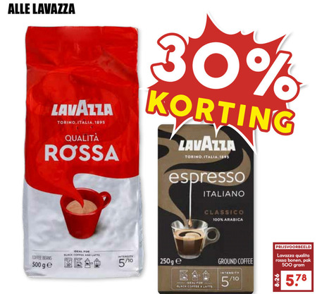 Lavazza   koffiebonen, koffie folder aanbieding bij  MCD Supermarkt Basis - details